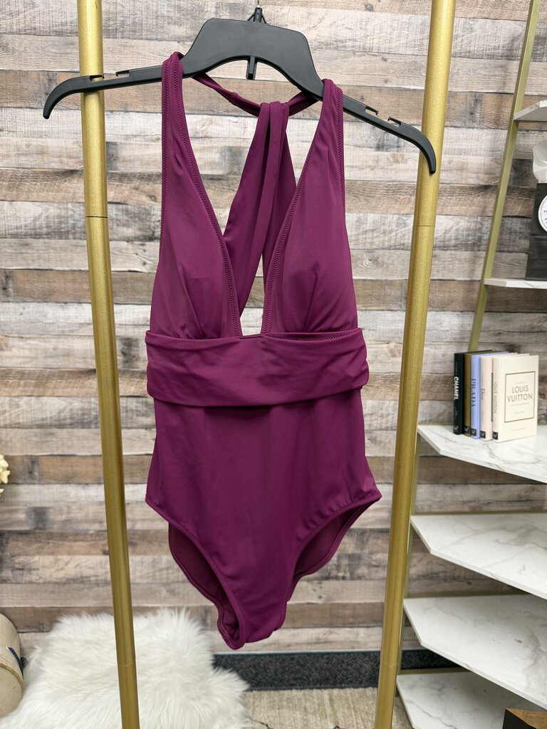 Adore Me Magenta One-piece Plunge Swimsuit