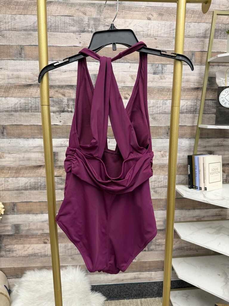 Adore Me Magenta One-piece Plunge Swimsuit
