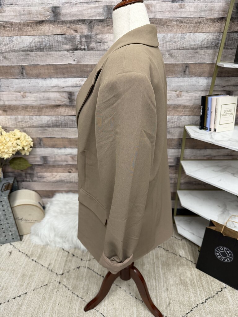 Open Edit Tan Single Button Blazer