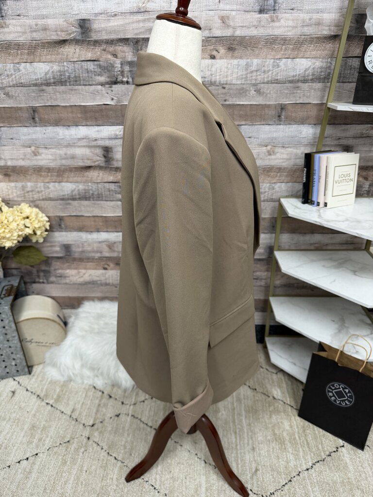 Open Edit Tan Single Button Blazer