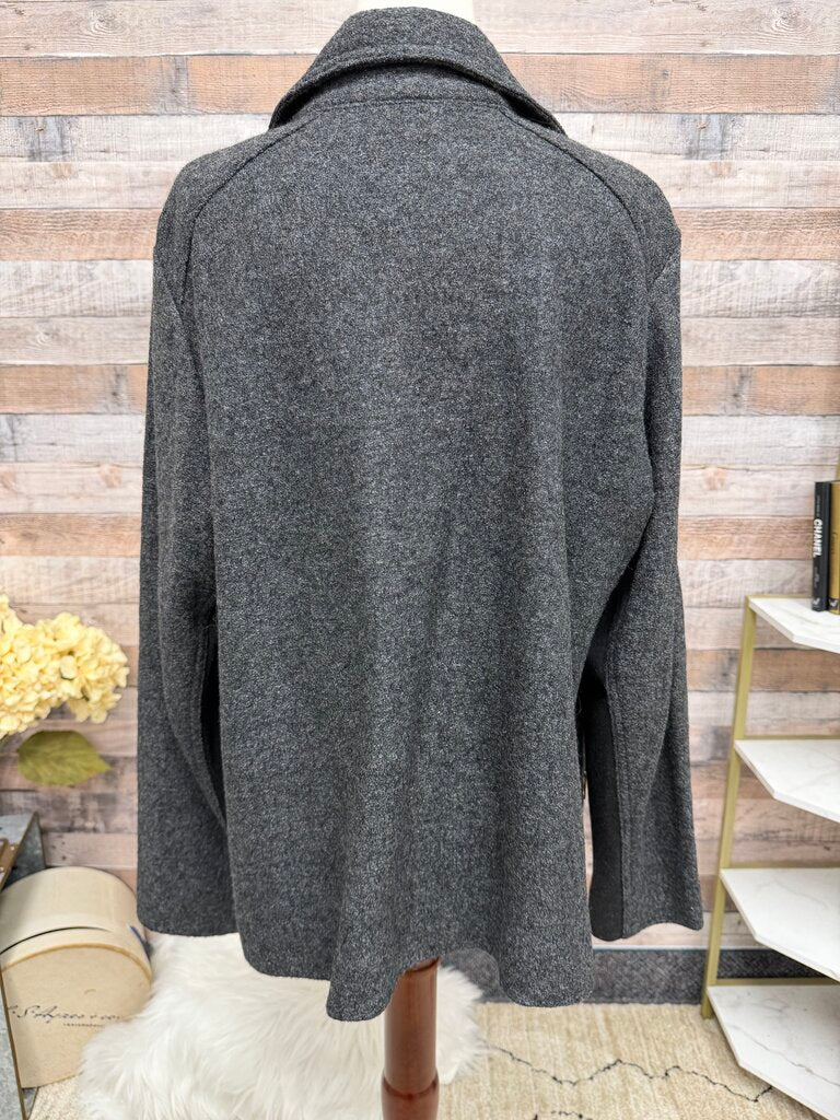Chicos Dark Grey Wool Blend Knit Moto Jacket