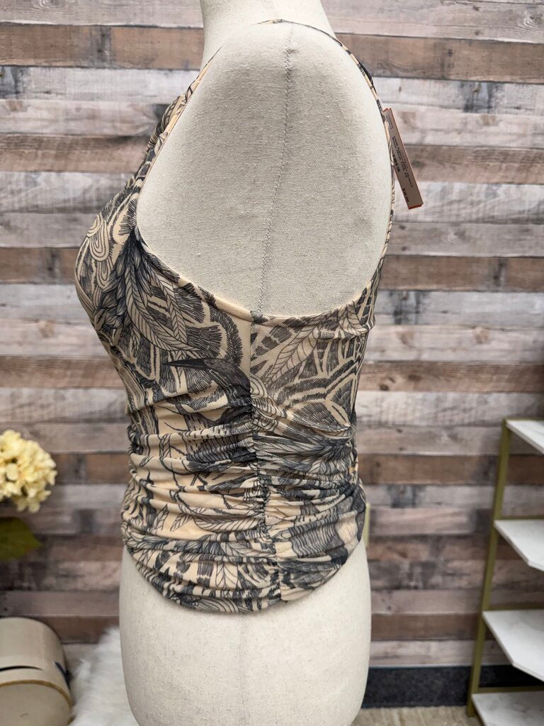 H&M Edition NWT Draped Beige Mesh Tank