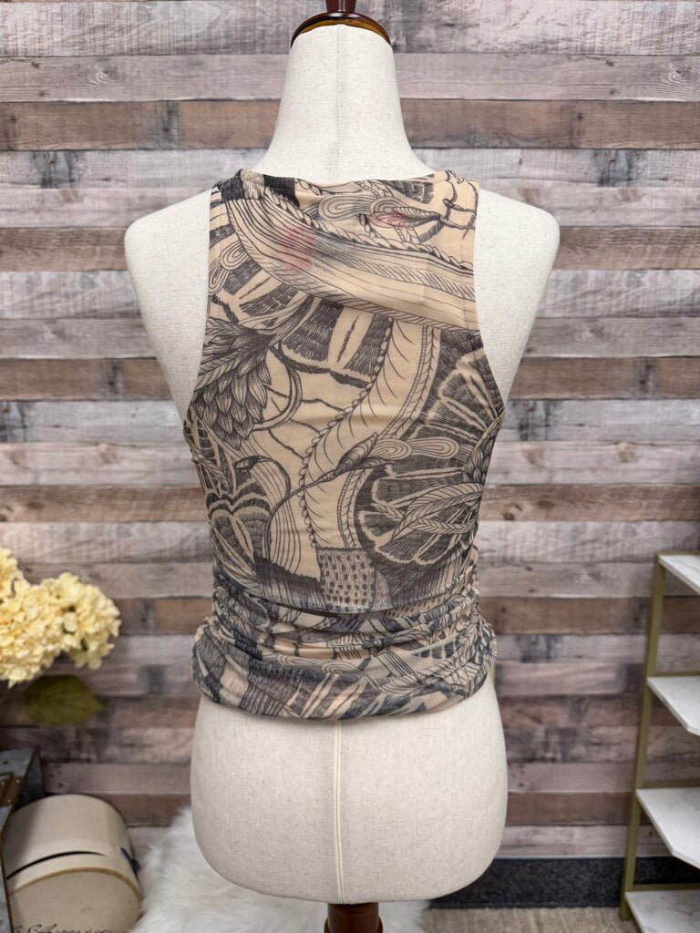 H&M Edition NWT Draped Beige Mesh Tank