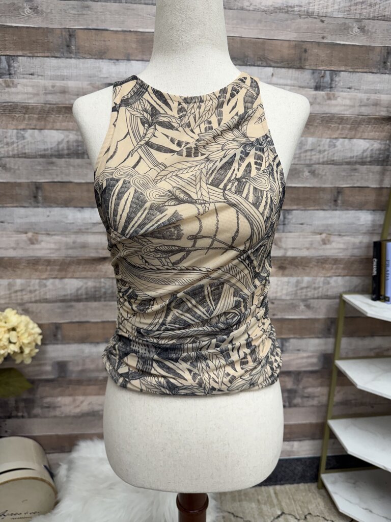 H&M Edition NWT Draped Beige Mesh Tank