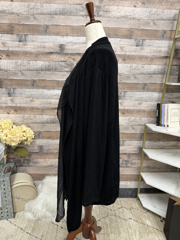 Chicos Black Open Front Jersey Knit Cardigan