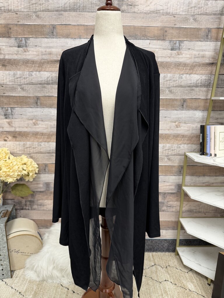Chicos Black Open Front Jersey Knit Cardigan