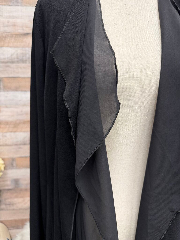Chicos Black Open Front Jersey Knit Cardigan