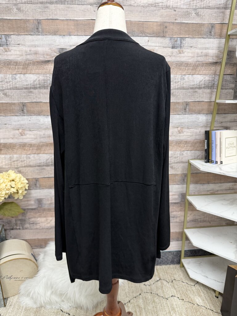 Chicos Black Open Front Jersey Knit Cardigan