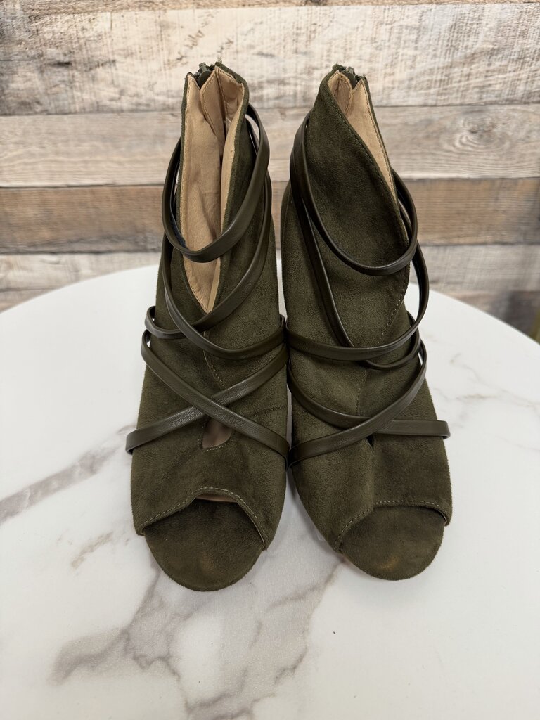 Journee Collection Olive Open Toe Heel Suede Booties