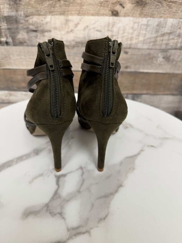 Journee Collection Olive Open Toe Heel Suede Booties