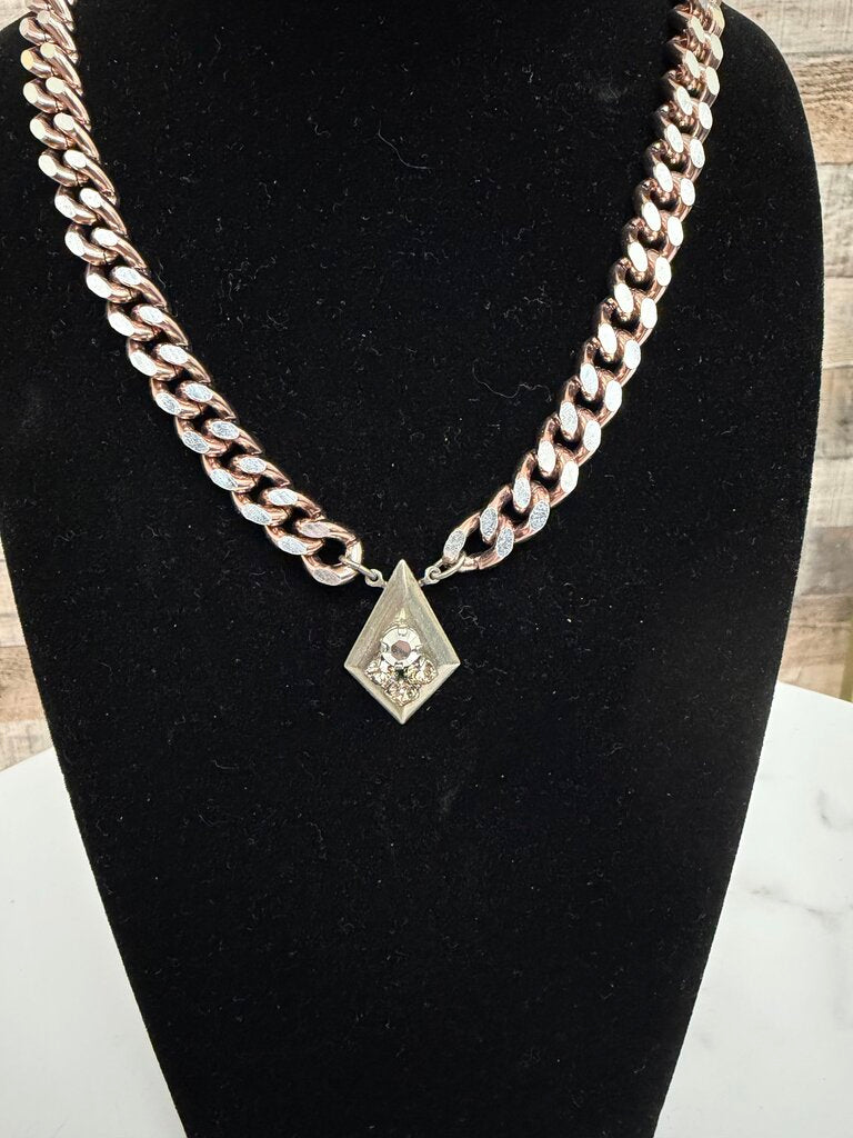 Sabika Rose Gold Large Chain Necklace w/ Charm
