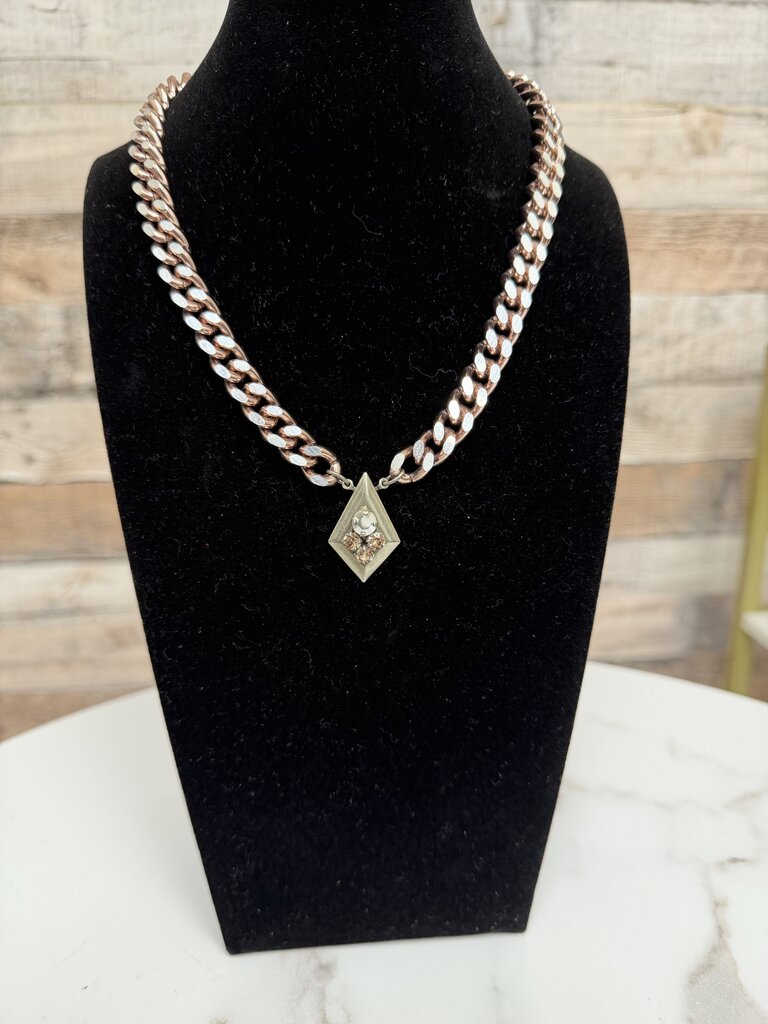 Sabika Rose Gold Large Chain Necklace w/ Charm