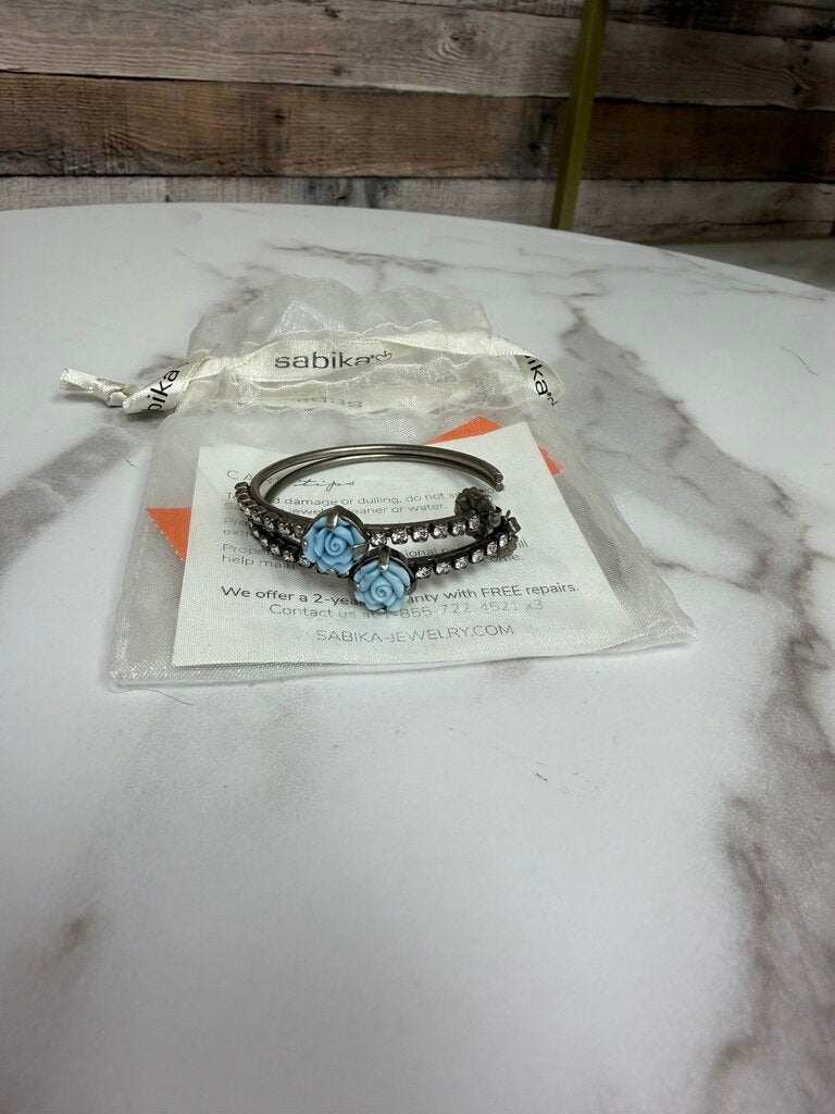 Sabika Blue Rose Hoop Earrings