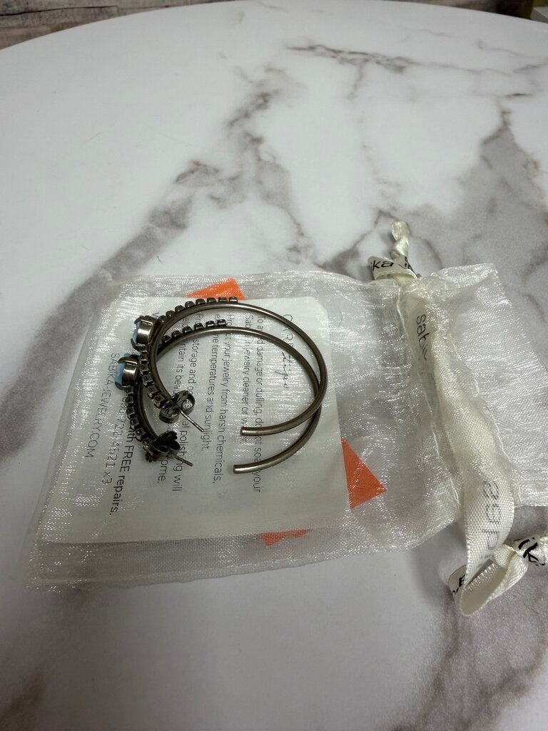 Sabika Blue Rose Hoop Earrings