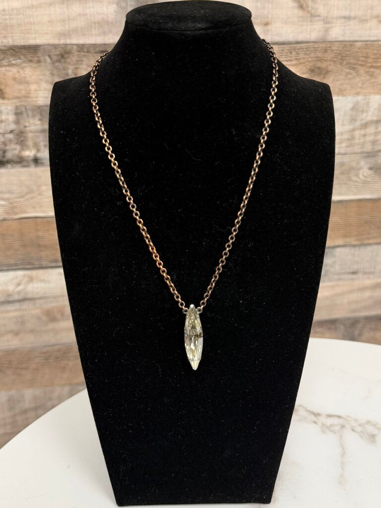 Sabika Rose Gold Rhinestone Pendant Necklace