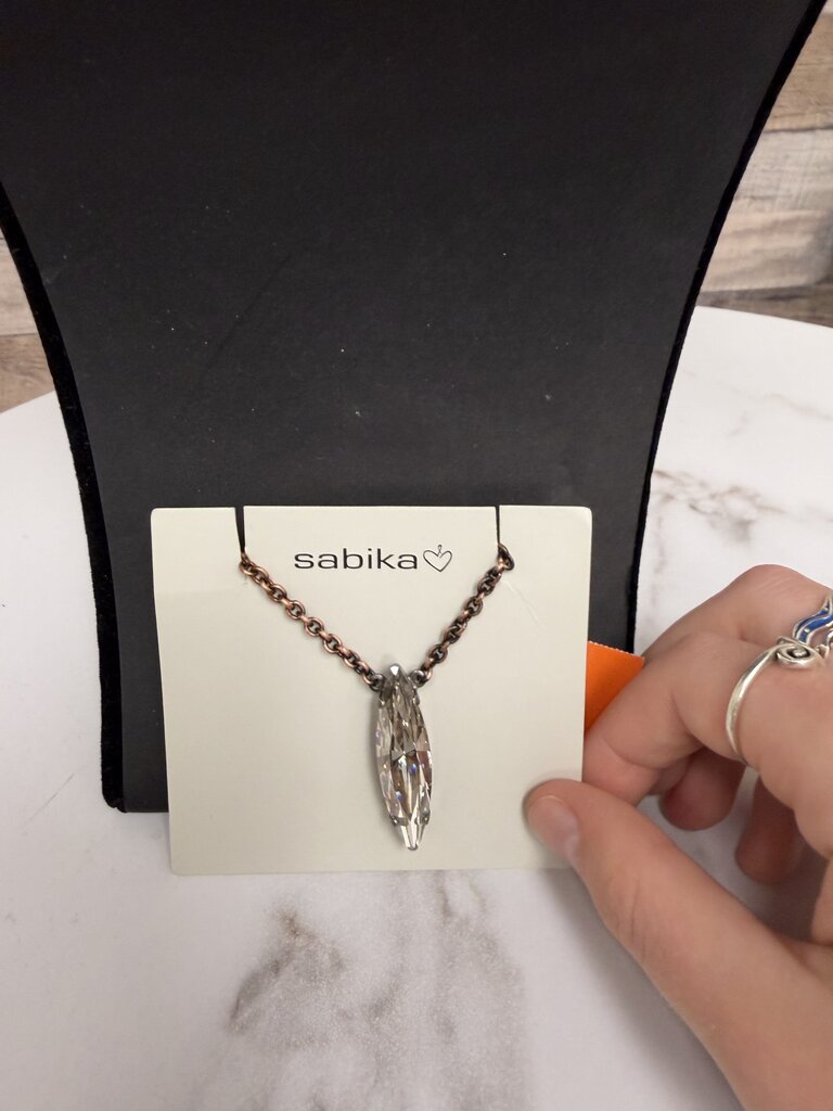 Sabika Rose Gold Rhinestone Pendant Necklace