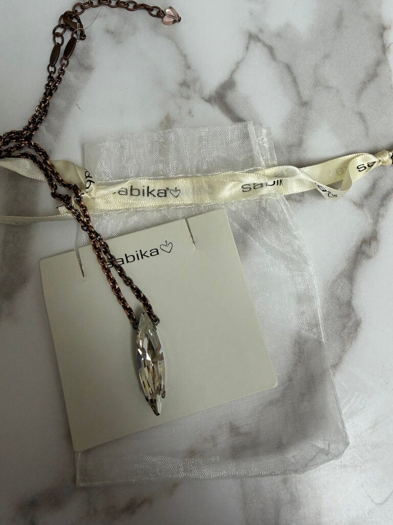 Sabika Rose Gold Rhinestone Pendant Necklace