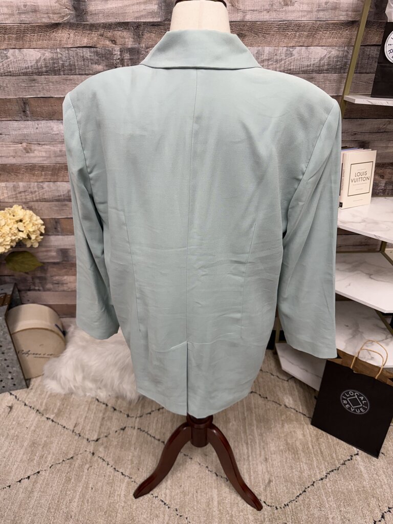 Open Edit Sage Green Single Button Blazer