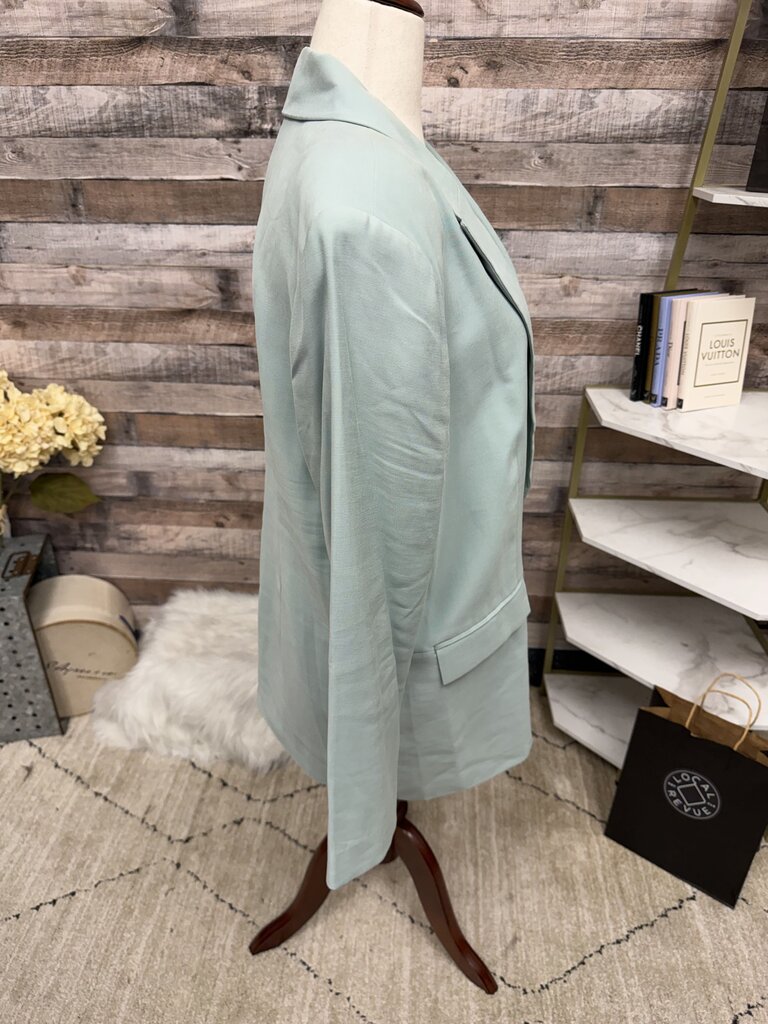 Open Edit Sage Green Single Button Blazer