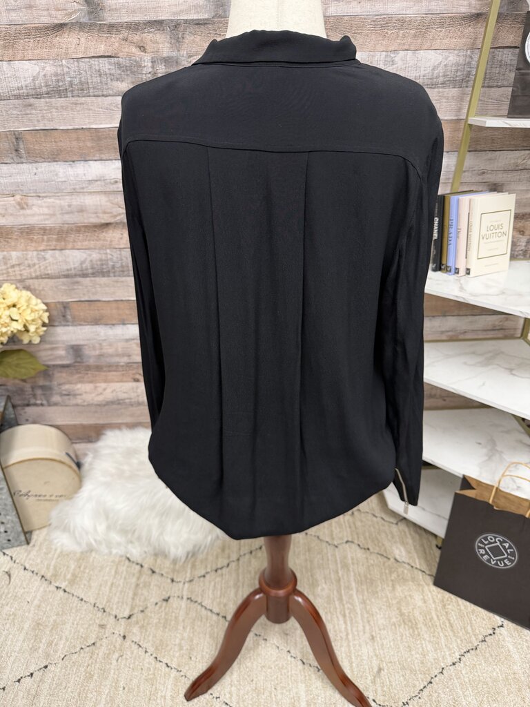 Black Label By Chicos Black Moto Style Jacket /w Silver Zippers