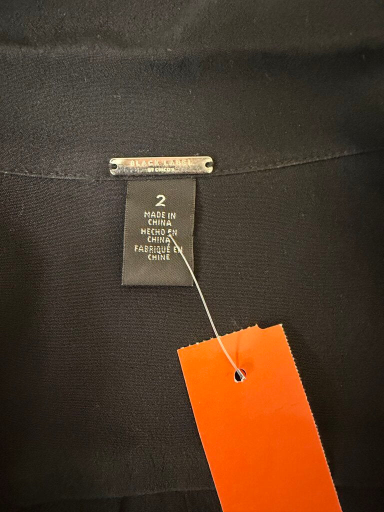 Black Label By Chicos Black Moto Style Jacket /w Silver Zippers