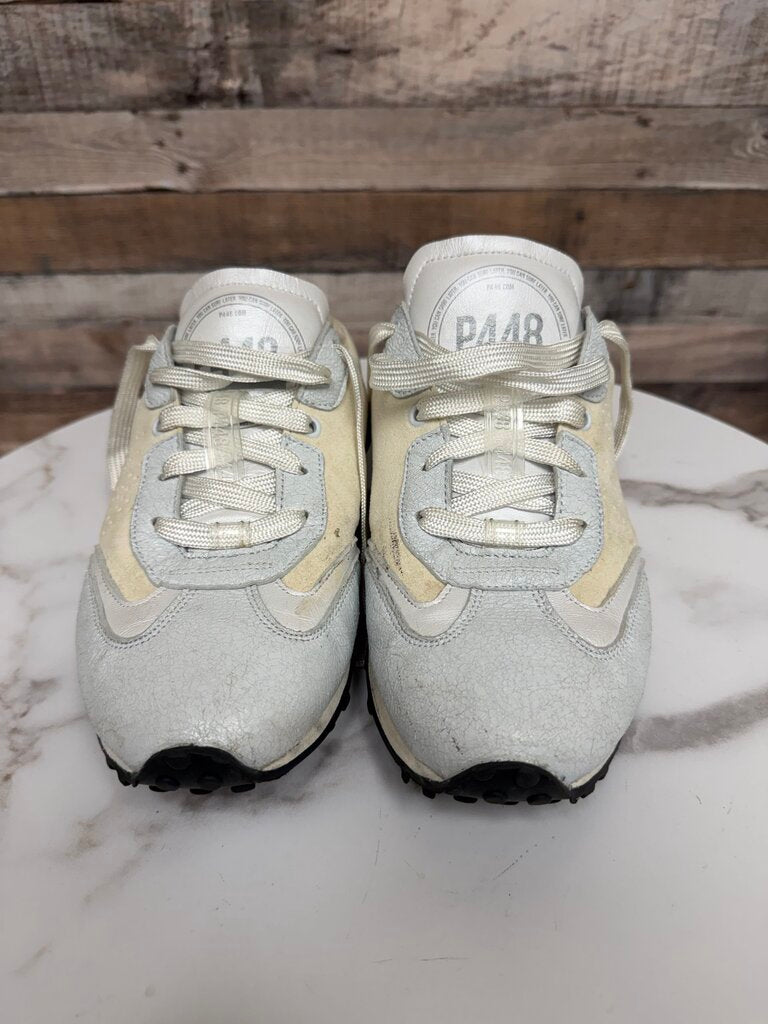 P448 cream leather/suede sneakers