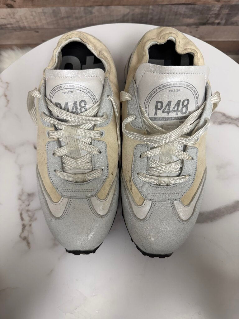 P448 cream leather/suede sneakers