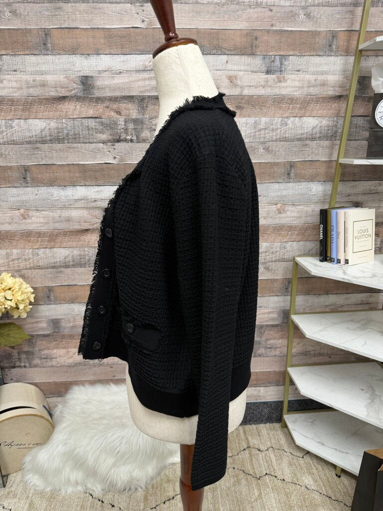 Adrianna Papell black open front textured jacket NWT