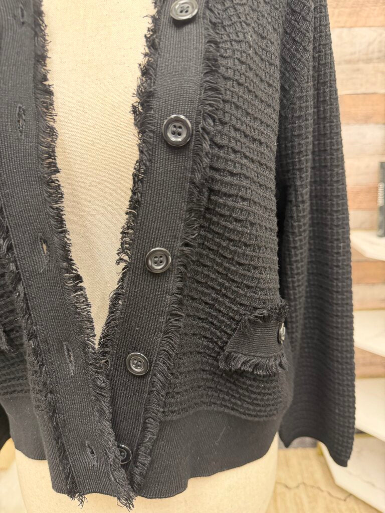 Adrianna Papell black open front textured jacket NWT