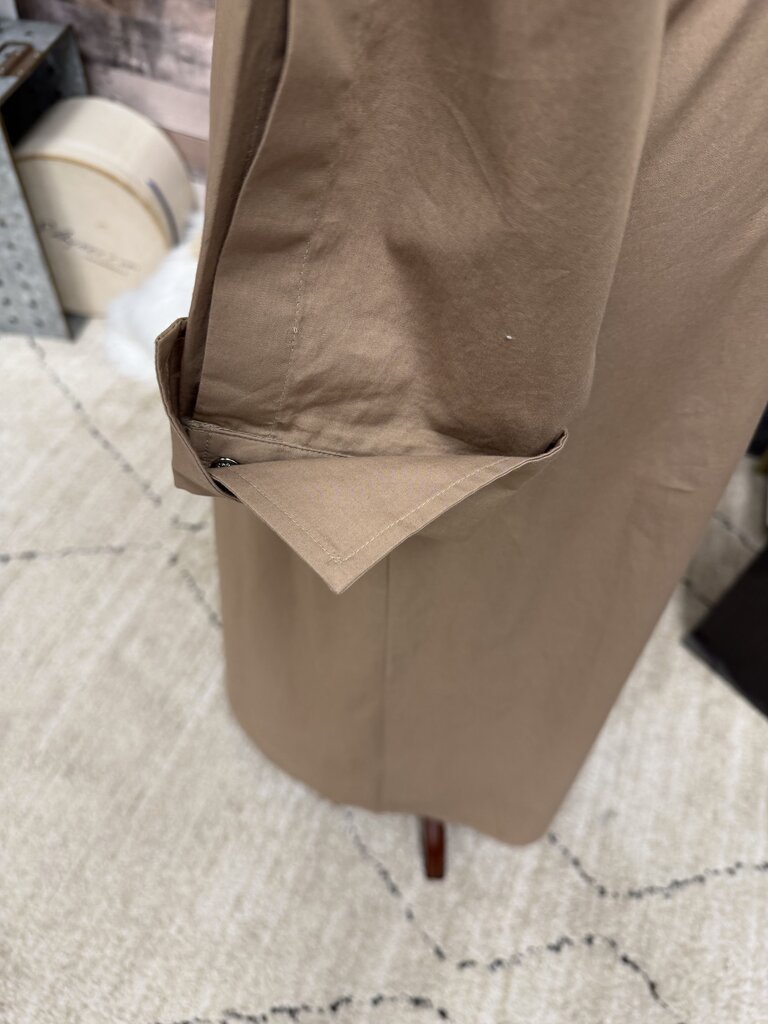 DKNY tan linen blend shirt dress, belted midi dress
