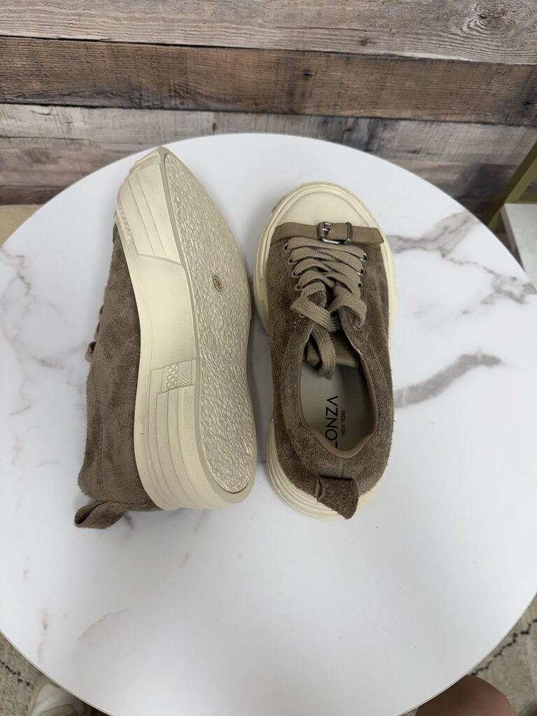 Lonza tan suede platform sneaker