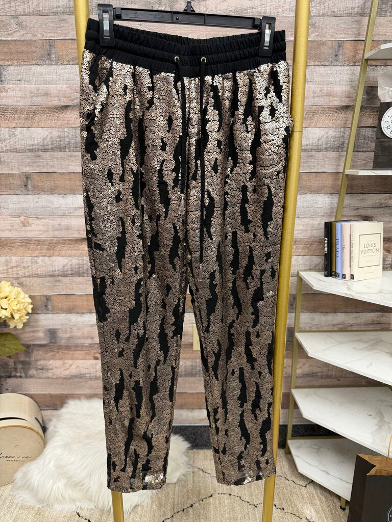 Hei Heii by Anthropology black/gold sequin jogger