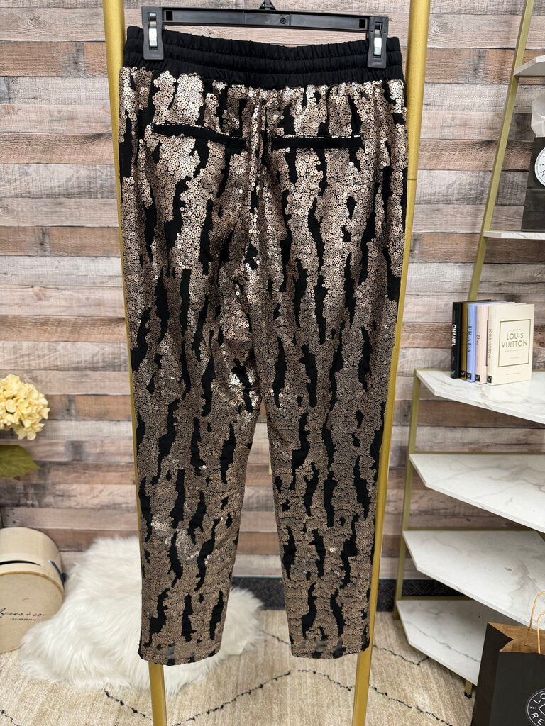 Hei Heii by Anthropology black/gold sequin jogger
