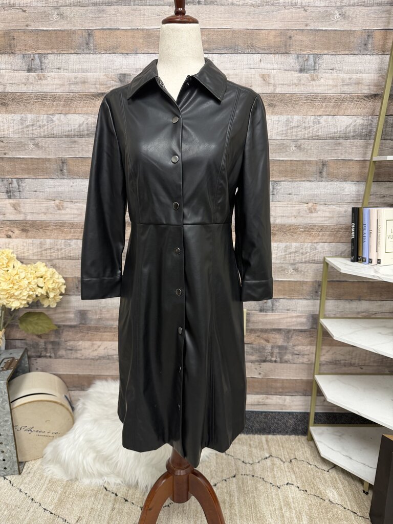 Nanette Lepore black vegan leather shirt dress