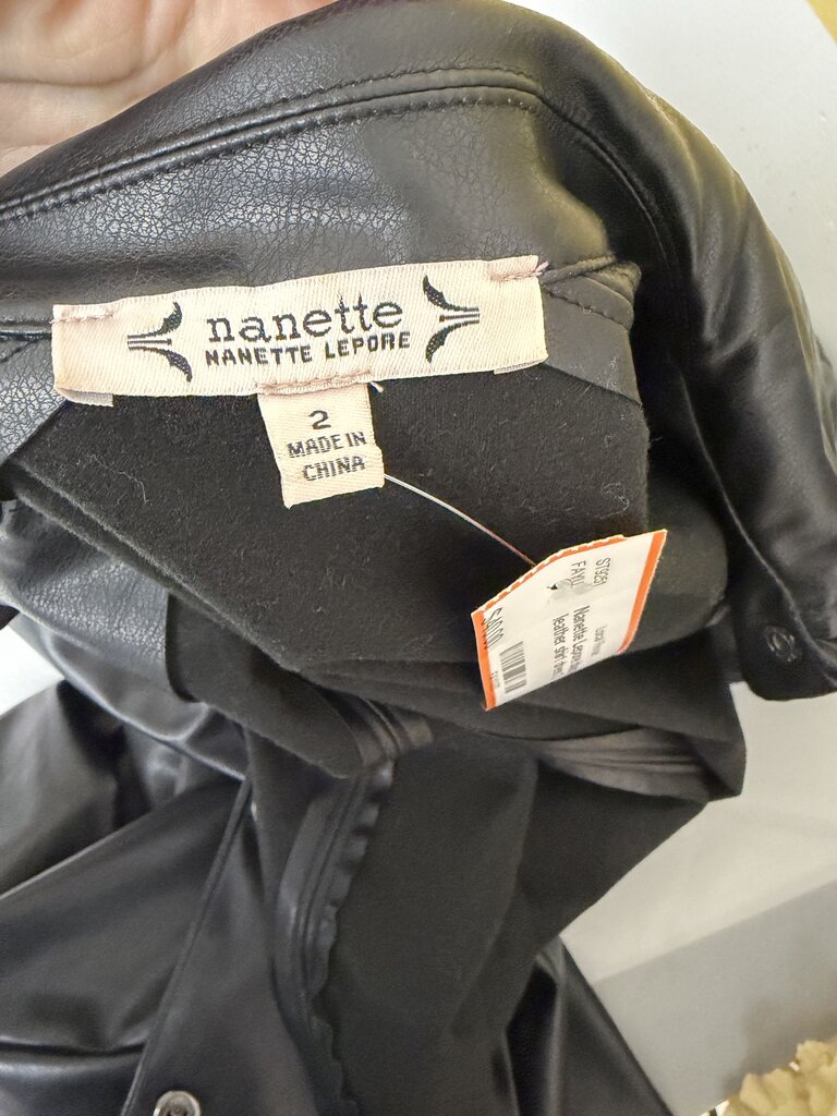Nanette Lepore black vegan leather shirt dress