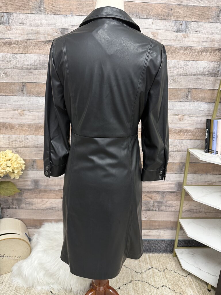 Nanette Lepore black vegan leather shirt dress