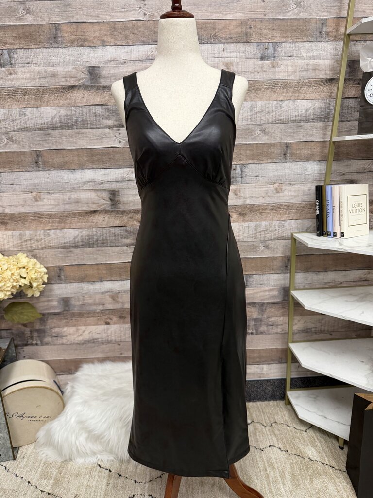 Avec Les Filles black faux leather mini dress