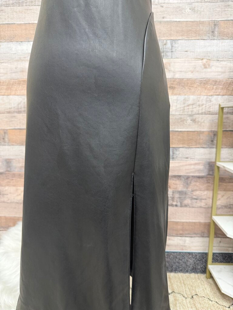 Avec Les Filles black faux leather mini dress