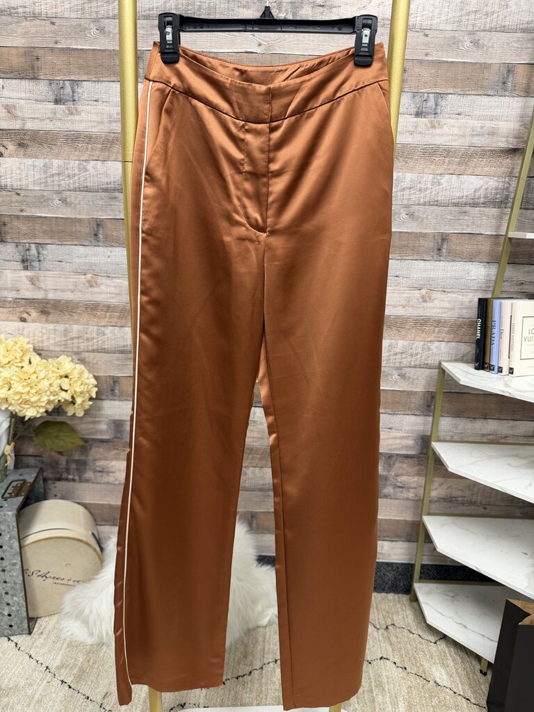 Jason Wu burnt orange with white stripe satin wide leg pant NWT