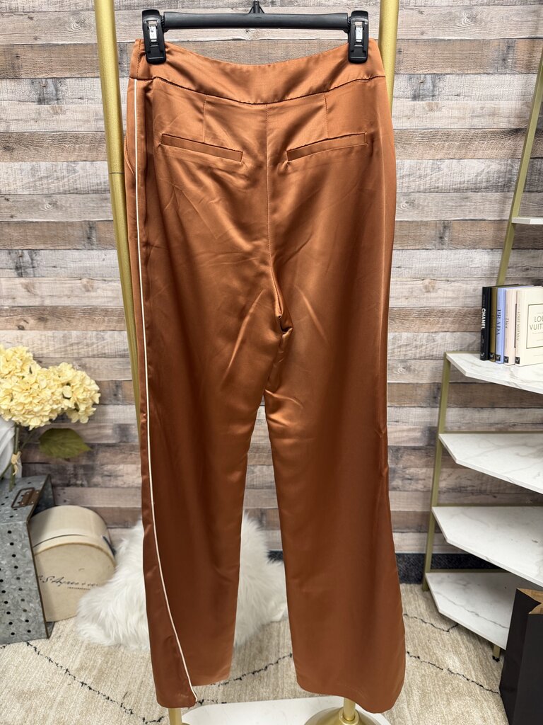 Jason Wu burnt orange with white stripe satin wide leg pant NWT