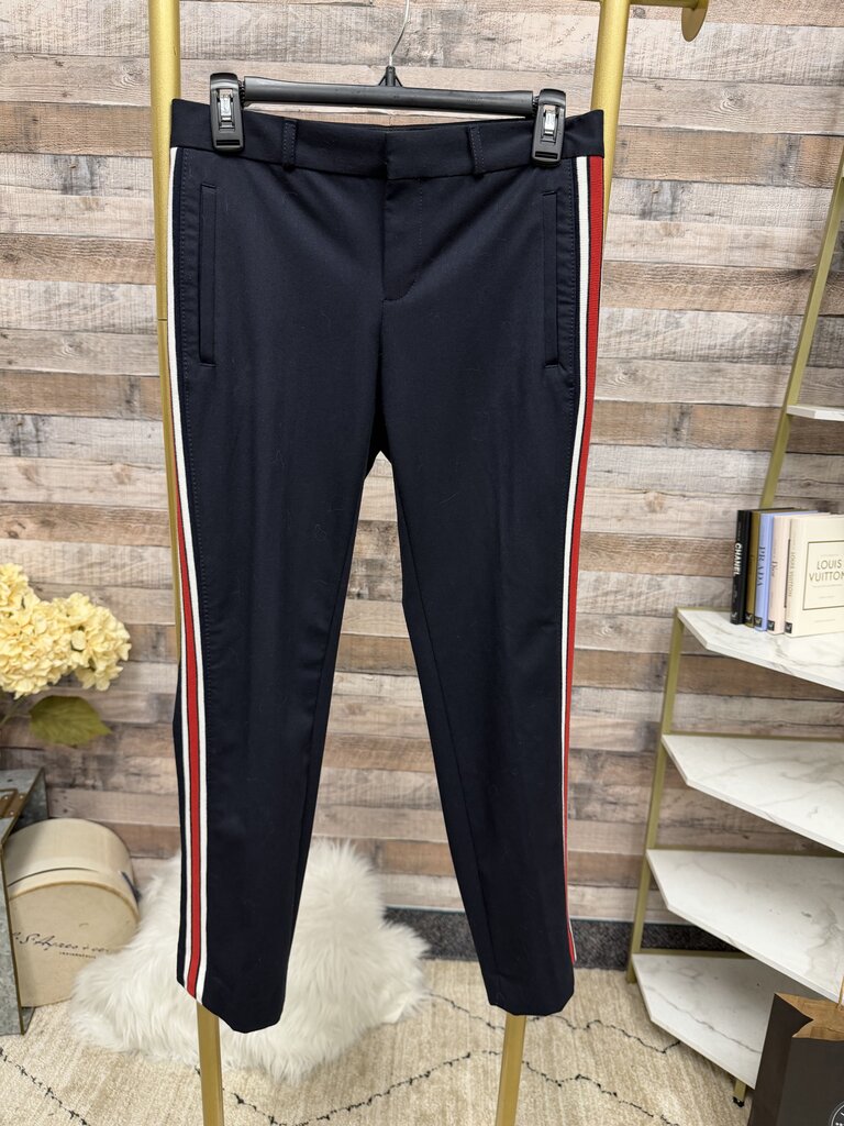 Banana Republic black with red and white stripe pant