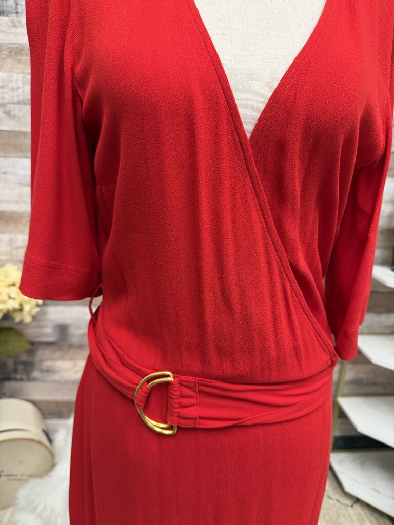 Banana republic red wrap style midi dress
