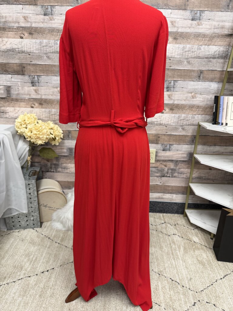 Banana republic red wrap style midi dress