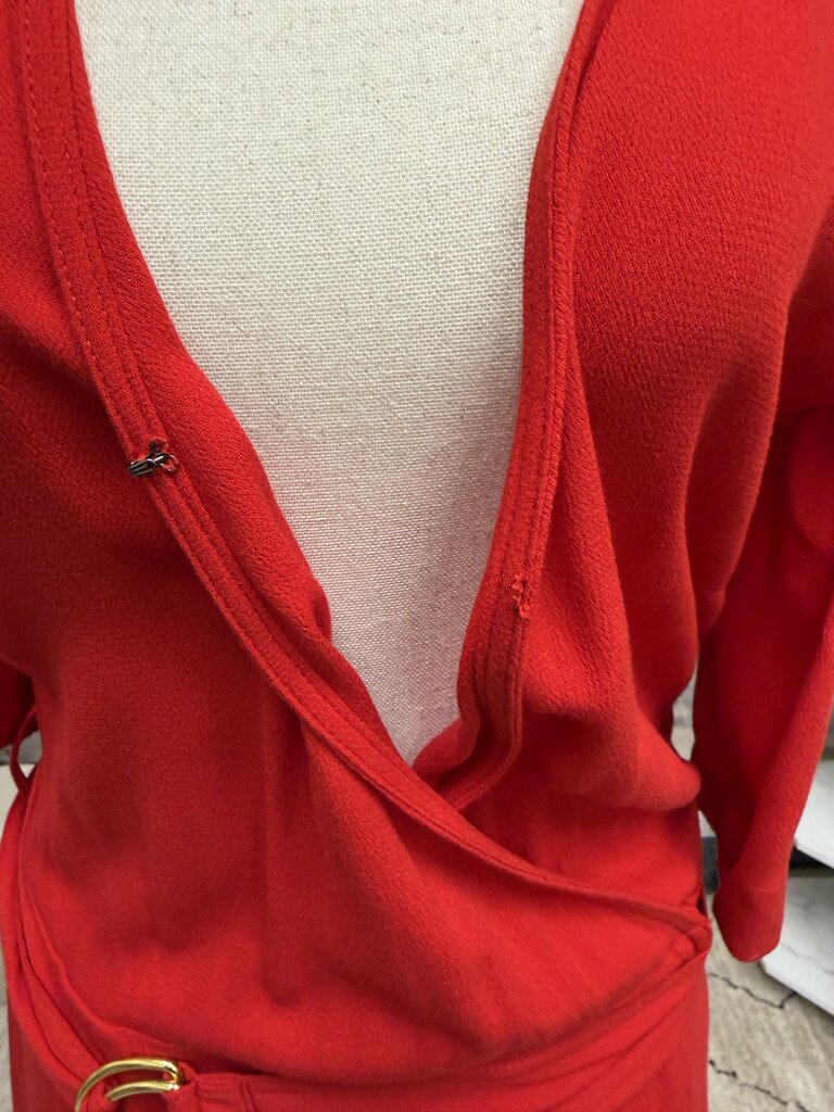 Banana republic red wrap style midi dress