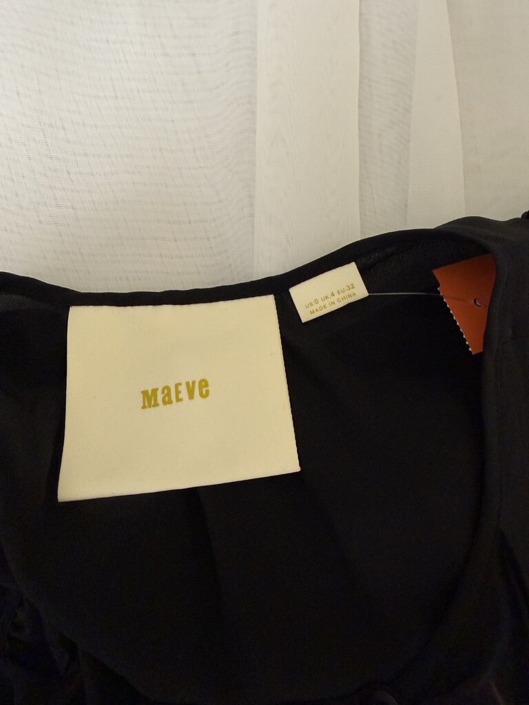 Maeve black silk sleeveless blouse Hermine ruffle front top