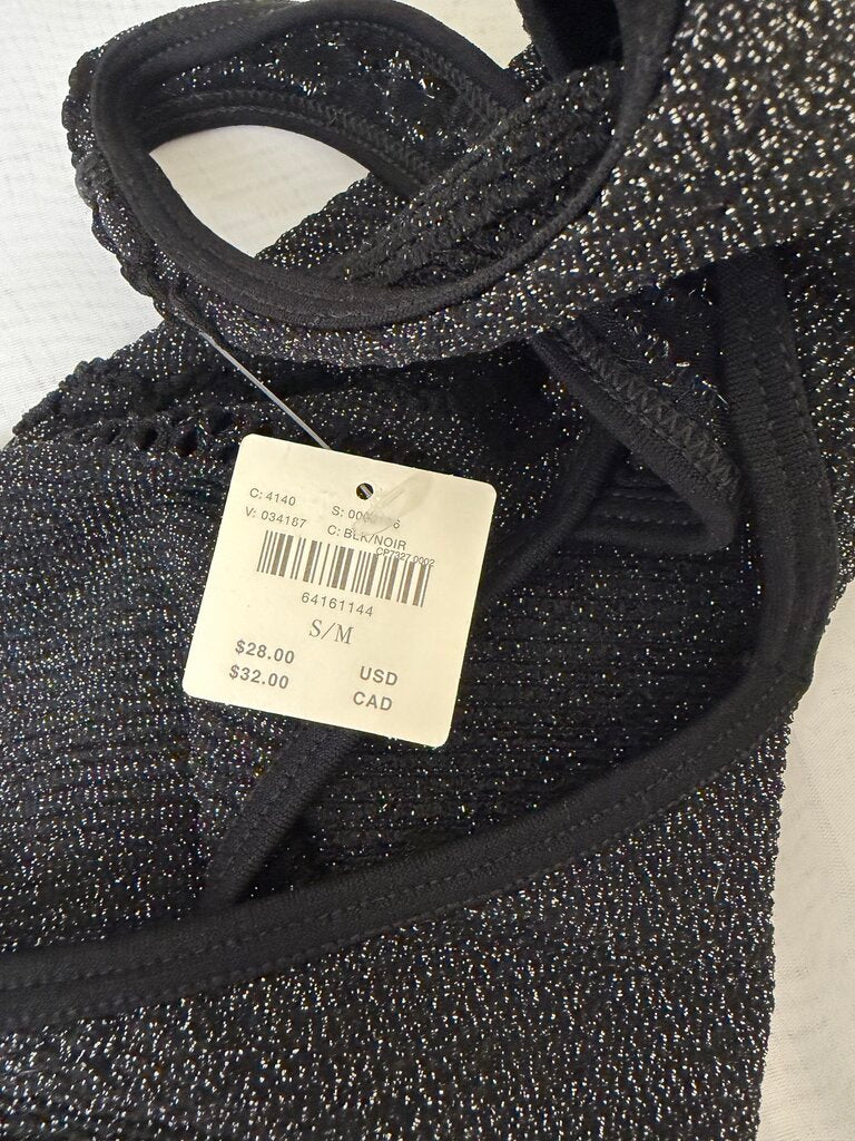 Anthropologie black metallic knit tank top NWT