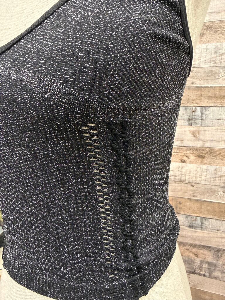 Anthropologie black metallic knit tank top NWT