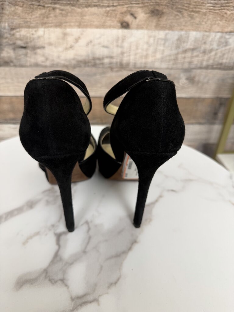 Enzo Angiolini black platform pump with jeweled embellishment