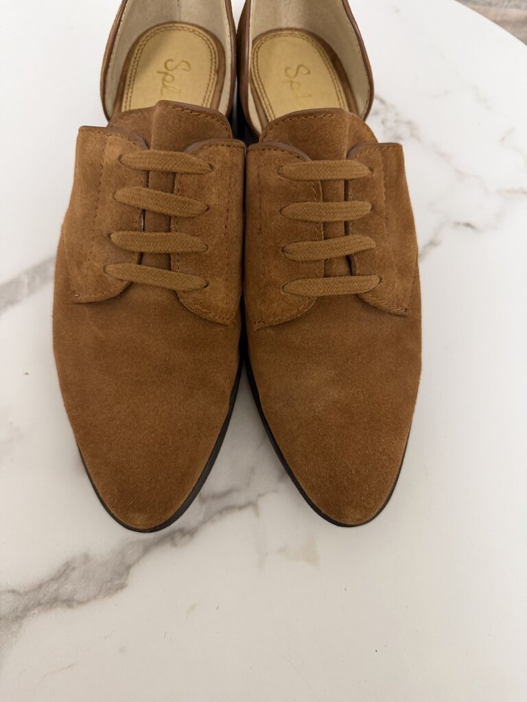 Splendid tan suede slip on loafers
