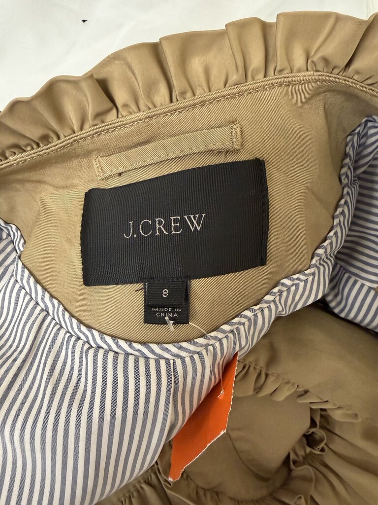 J Crew Tan Ruffle Chino Jacket